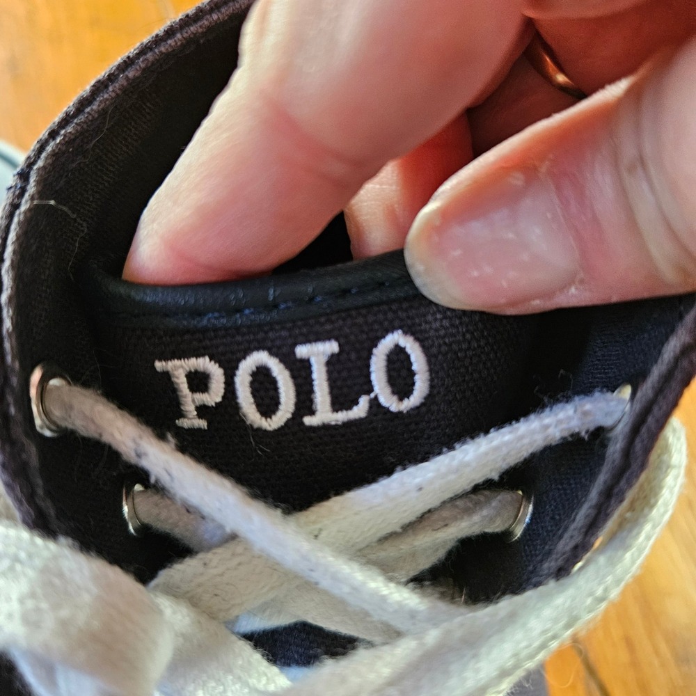 Polo Ralph Lauren Kids High Top Sneakers American Flag Canvas Shoes Size 4 - Picture 9 of 11